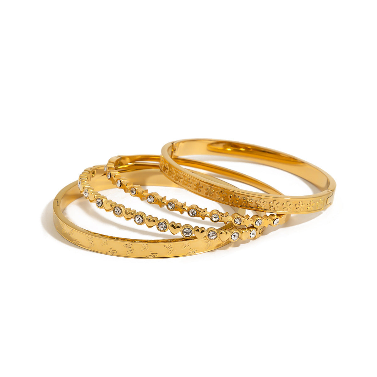 Bracelet en acier titane inoxydable en forme de cœur et non décolorant