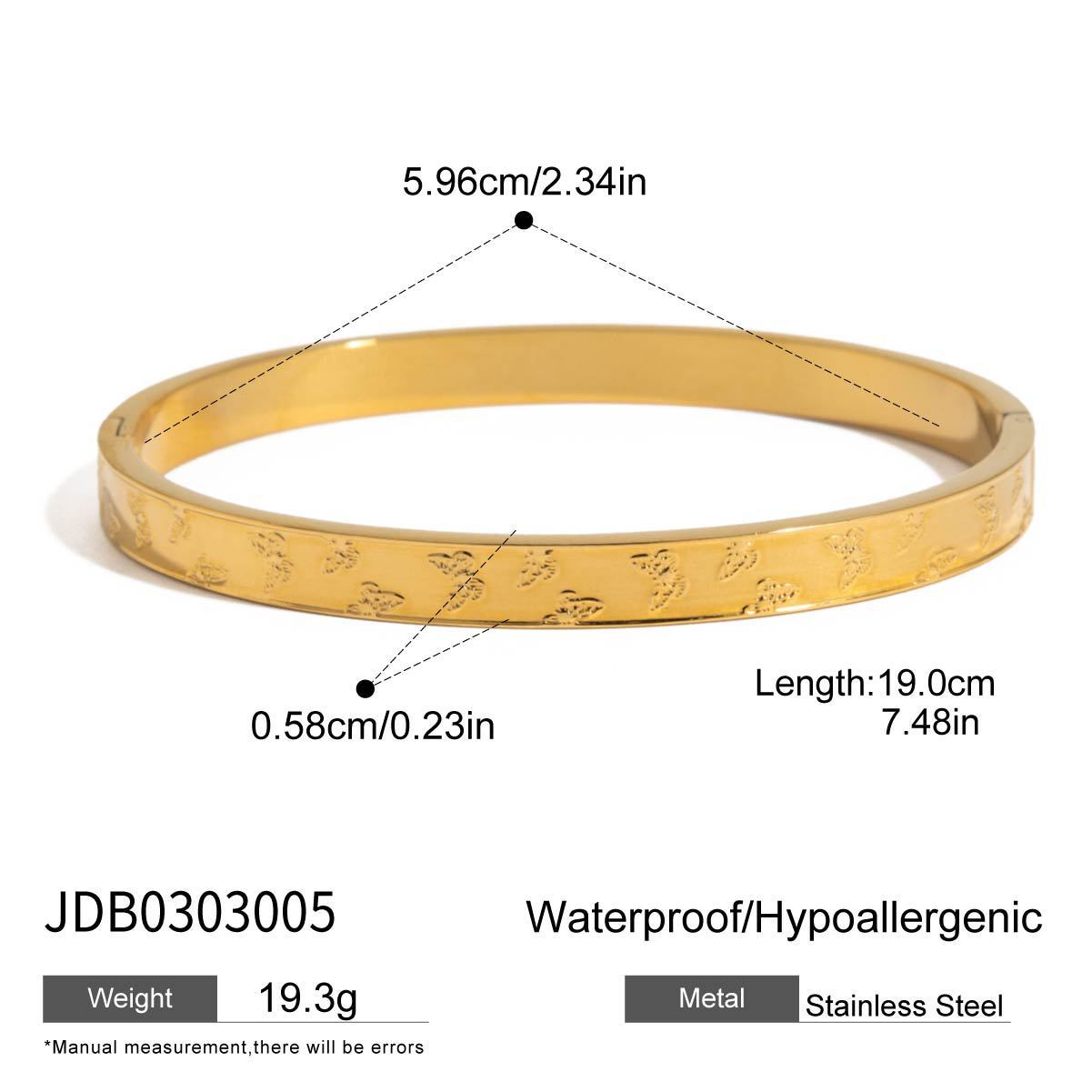 Bracelet en acier titane inoxydable en forme de cœur et non décolorant