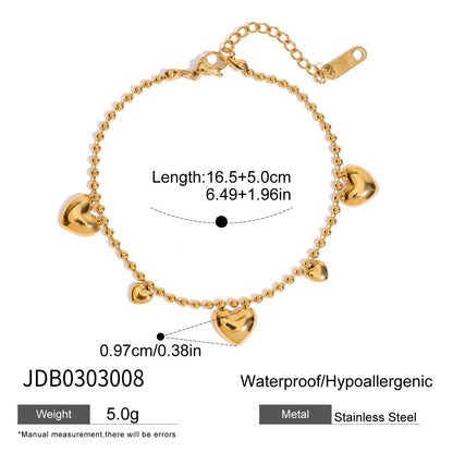 Bracelet en acier titane inoxydable en forme de cœur et non décolorant