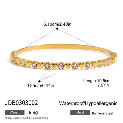 Bracelet en acier titane inoxydable en forme de cœur et non décolorant